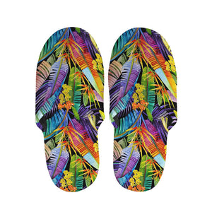 Colorful Leaves Tropical Pattern Print Slippers