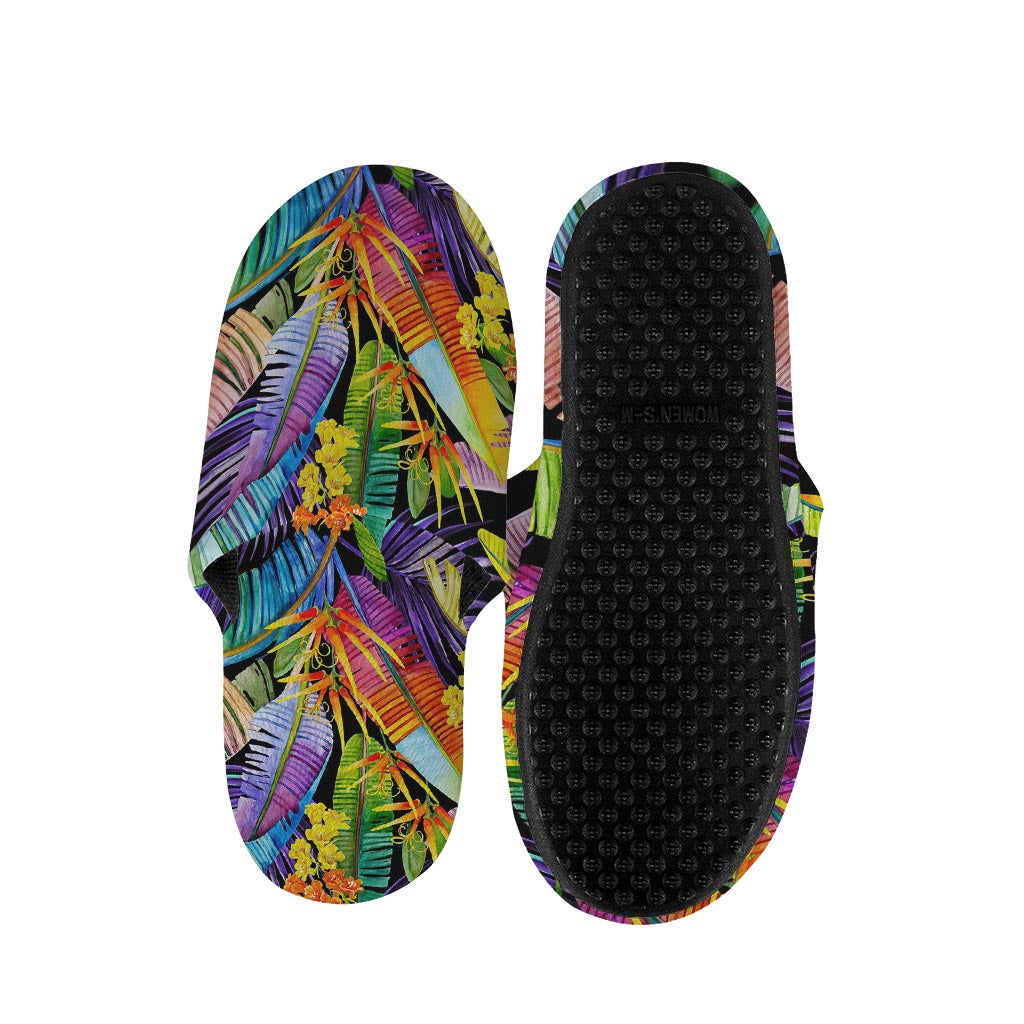 Colorful Leaves Tropical Pattern Print Slippers