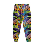 Colorful Leaves Tropical Pattern Print Sweatpants