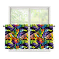 Colorful Leaves Tropical Pattern Print Tier Curtains