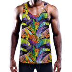 Colorful Leaves Tropical Pattern Print Training Tank Top