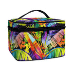 Colorful Leaves Tropical Pattern Print Travel Makeup Bag
