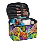 Colorful Leaves Tropical Pattern Print Travel Makeup Bag
