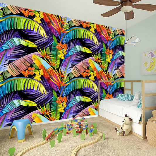 Colorful Leaves Tropical Pattern Print Wall Sticker