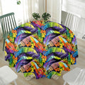 Colorful Leaves Tropical Pattern Print Waterproof Round Tablecloth