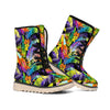 Colorful Leaves Tropical Pattern Print Winter Boots