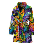 Colorful Leaves Tropical Pattern Print Women's Bathrobe