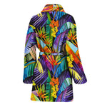 Colorful Leaves Tropical Pattern Print Women's Bathrobe