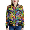 Colorful Leaves Tropical Pattern Print Women's Bomber Jacket
