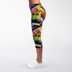 Colorful Leaves Tropical Pattern Print Women's Capri Leggings