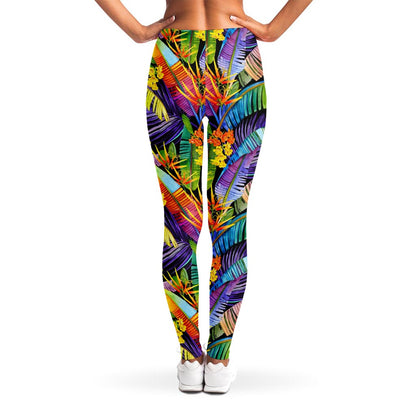 Colorful Leaves Tropical Pattern Print Women's Leggings