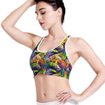 Colorful Leaves Tropical Pattern Print Women's Sports Bra