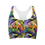 Colorful Leaves Tropical Pattern Print Women's Sports Bra