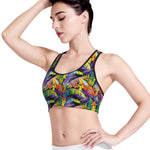 Colorful Leaves Tropical Pattern Print Women's Sports Bra