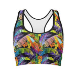 Colorful Leaves Tropical Pattern Print Women's Sports Bra