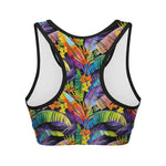 Colorful Leaves Tropical Pattern Print Women's Sports Bra