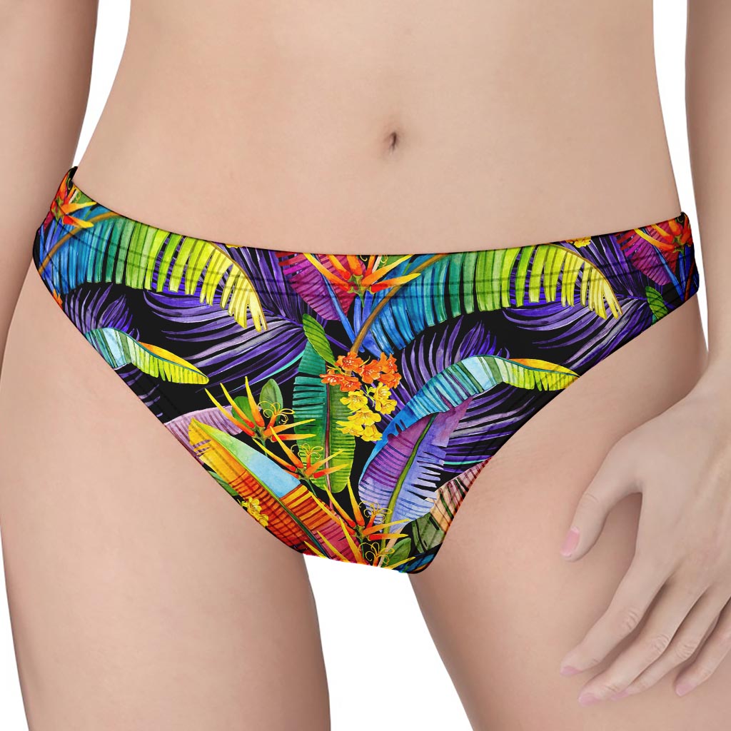 Colorful Leaves Tropical Pattern Print Women's Thong