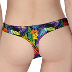 Colorful Leaves Tropical Pattern Print Women's Thong