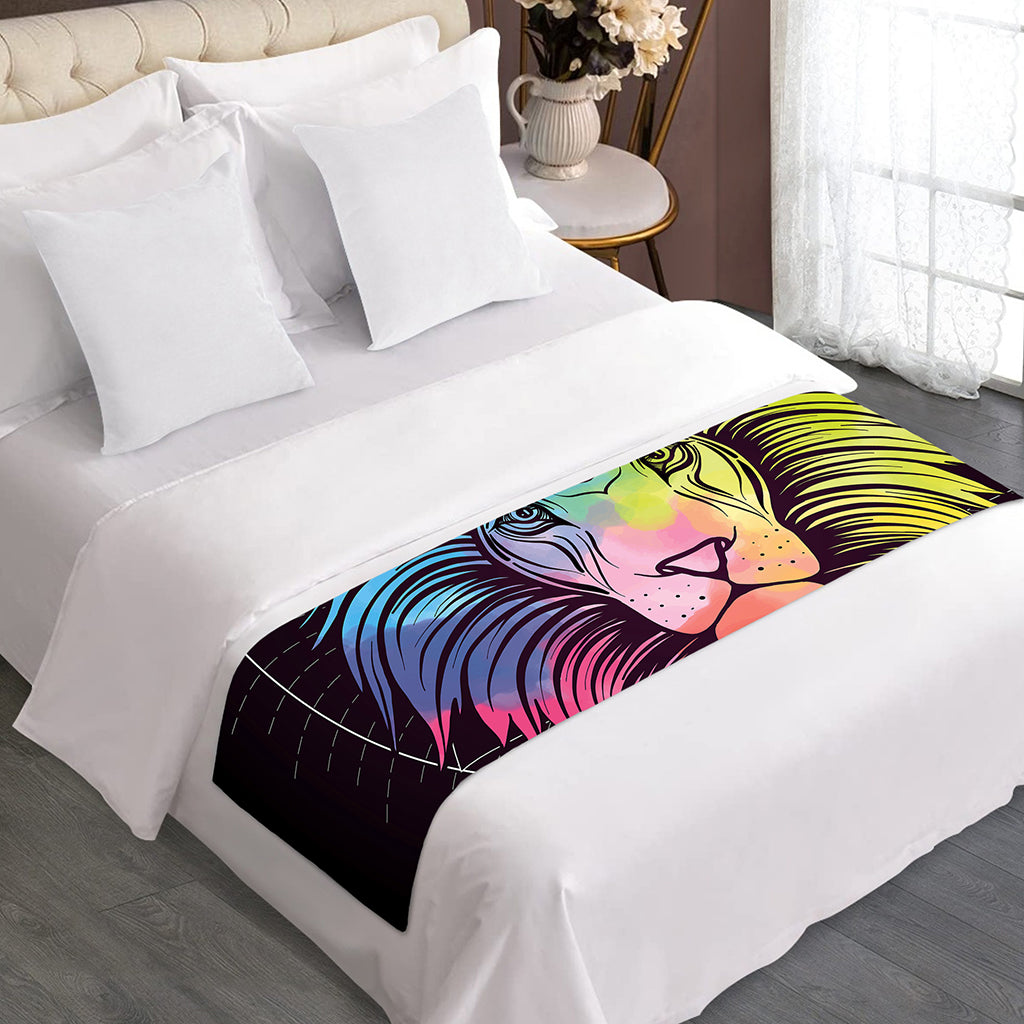 Colorful Leo Sign Print Bed Runner