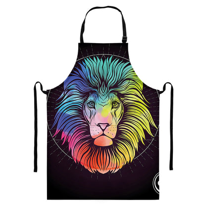Colorful Leo Sign Print Bib Apron With Pocket