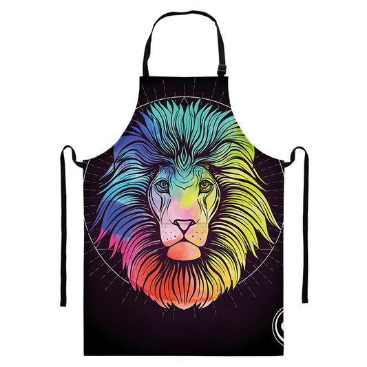 Colorful Leo Sign Print Bib Apron With Pocket