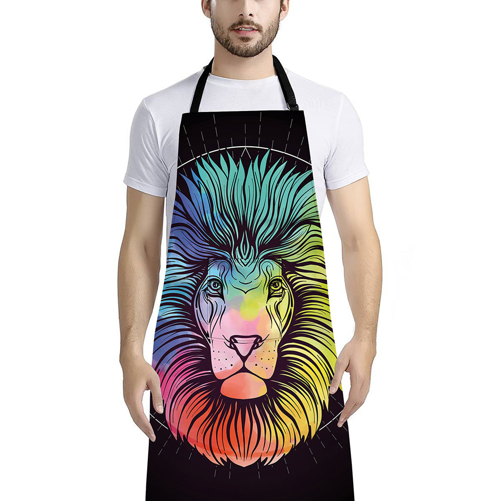 Colorful Leo Sign Print Bib Apron With Pocket