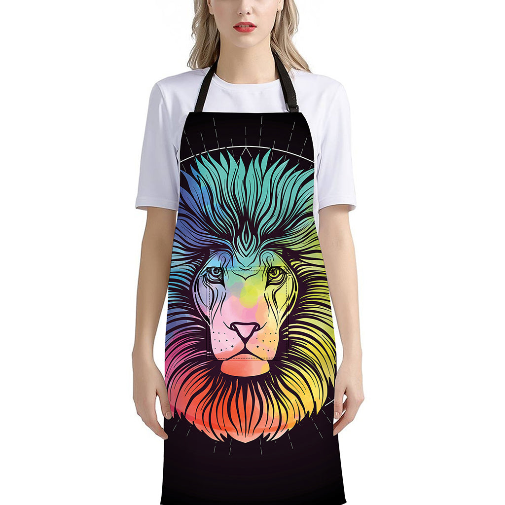 Colorful Leo Sign Print Bib Apron With Pocket