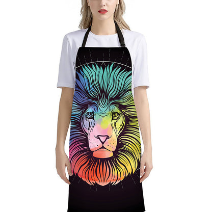 Colorful Leo Sign Print Bib Apron With Pocket
