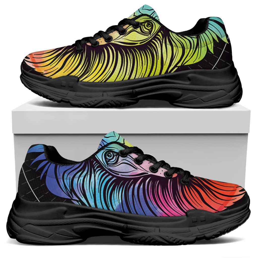 Colorful Leo Sign Print Black Chunky Shoes