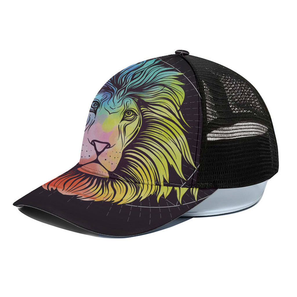 Colorful Leo Sign Print Black Mesh Trucker Cap