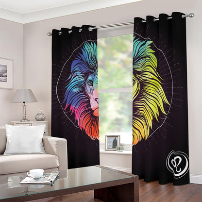 Colorful Leo Sign Print Blackout Grommet Curtains