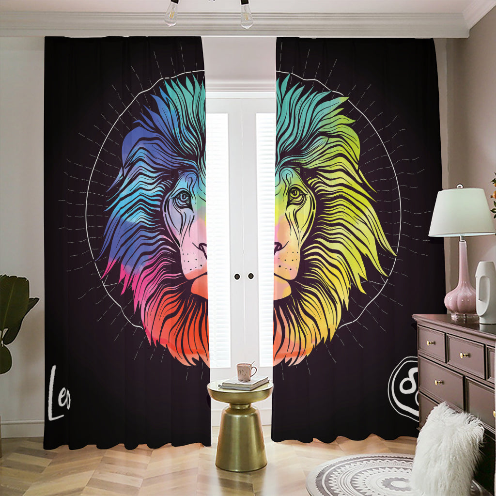 Colorful Leo Sign Print Blackout Pencil Pleat Curtains