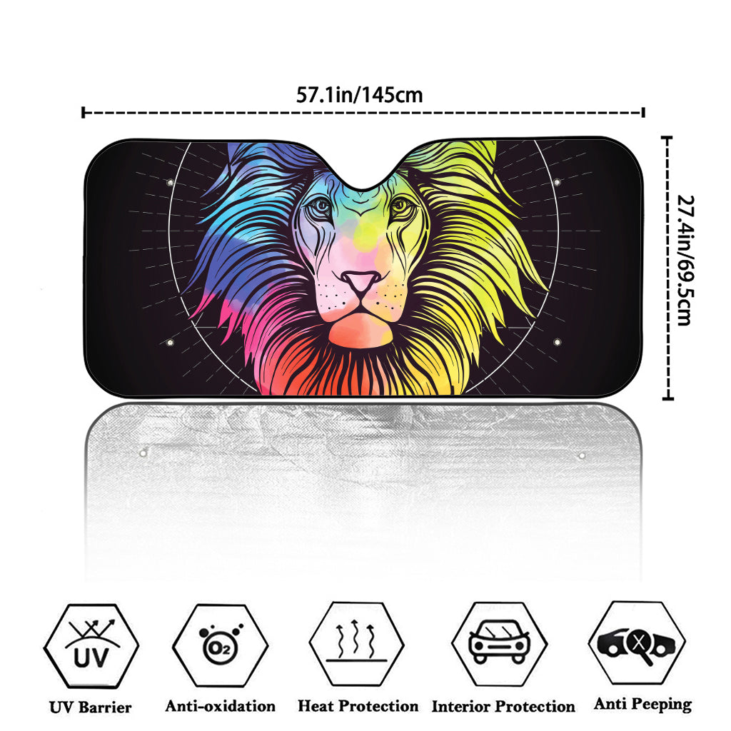 Colorful Leo Sign Print Car Windshield Sun Shade
