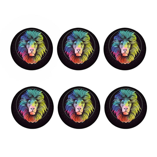 Colorful Leo Sign Print Coaster Set