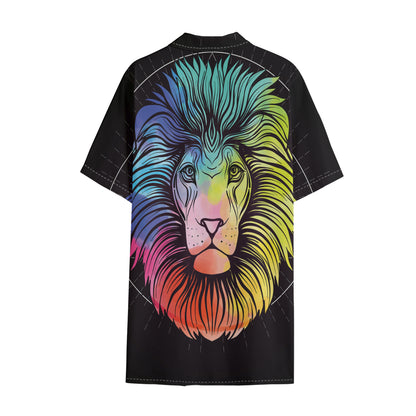 Colorful Leo Sign Print Cotton Hawaiian Shirt