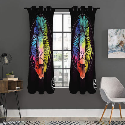 Colorful Leo Sign Print Curtain