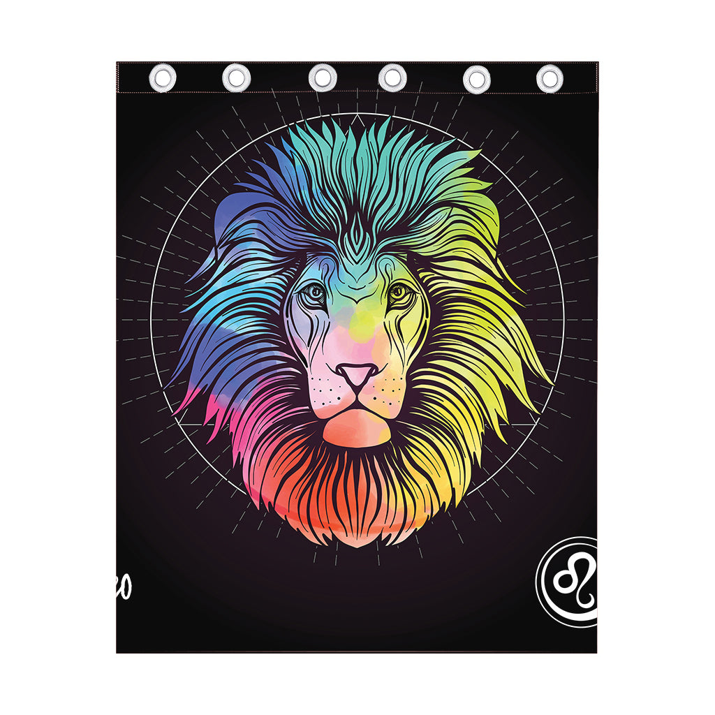 Colorful Leo Sign Print Curtain