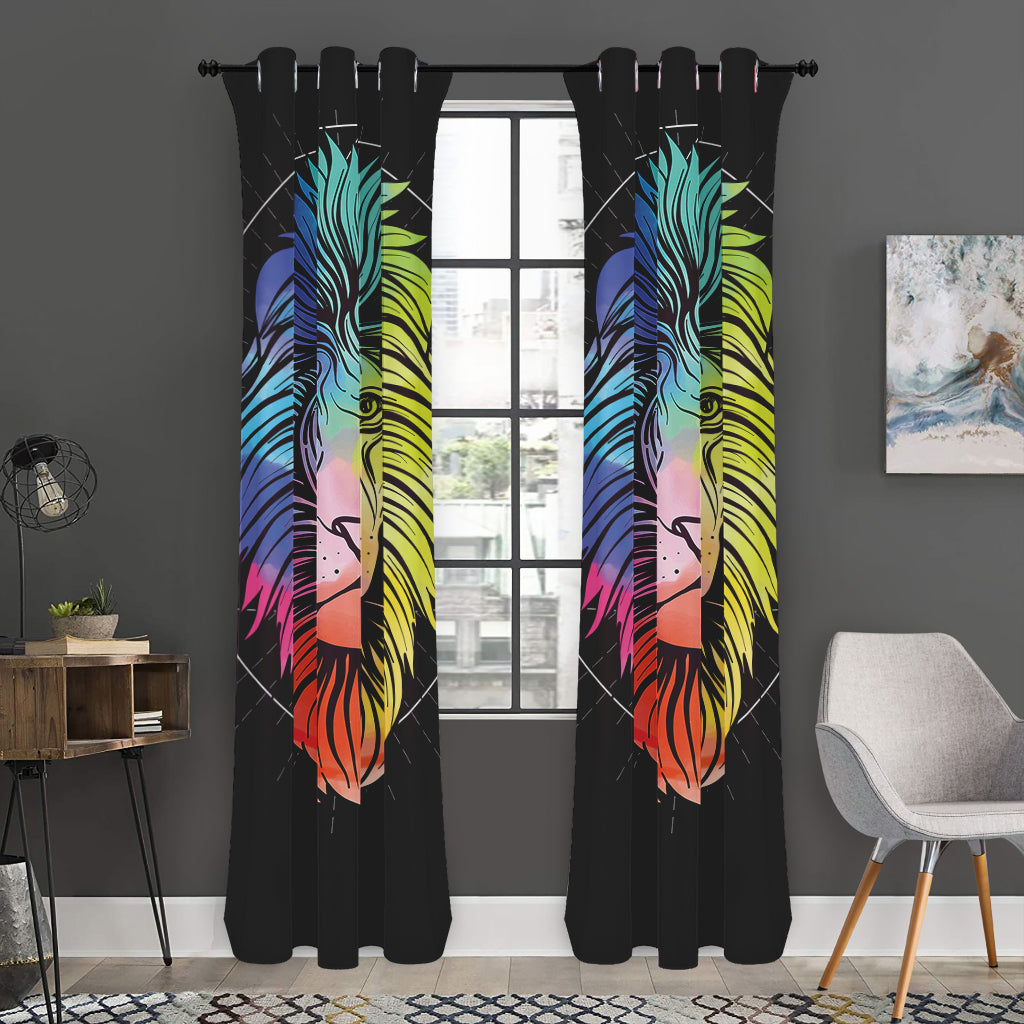 Colorful Leo Sign Print Curtain