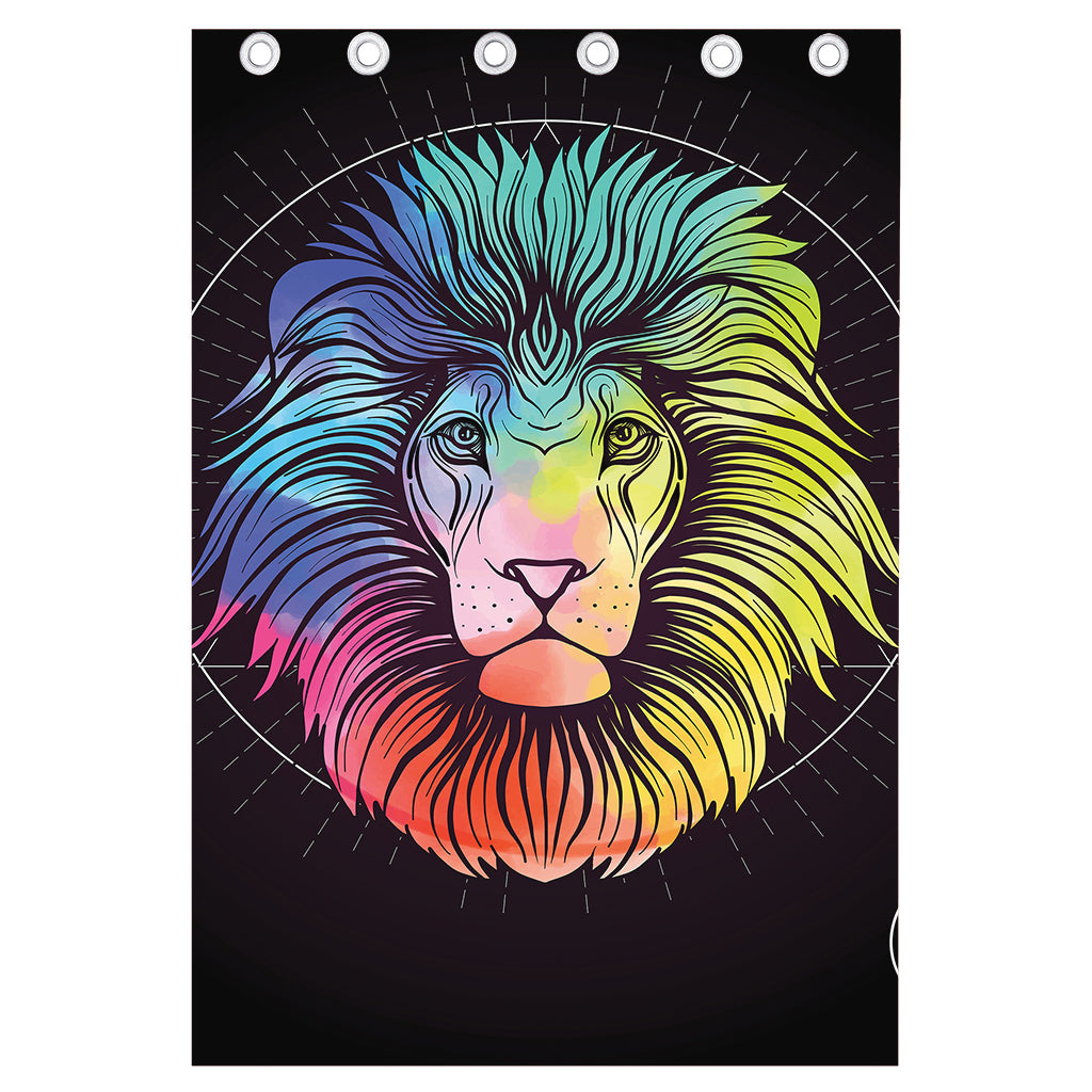 Colorful Leo Sign Print Curtain