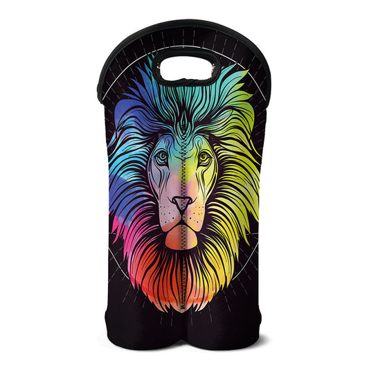 Colorful Leo Sign Print Double Neoprene Wine Tote