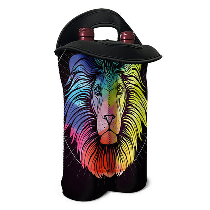 Colorful Leo Sign Print Double Neoprene Wine Tote
