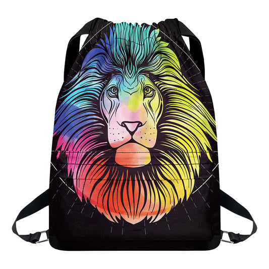 Colorful Leo Sign Print Drawstring Backpack