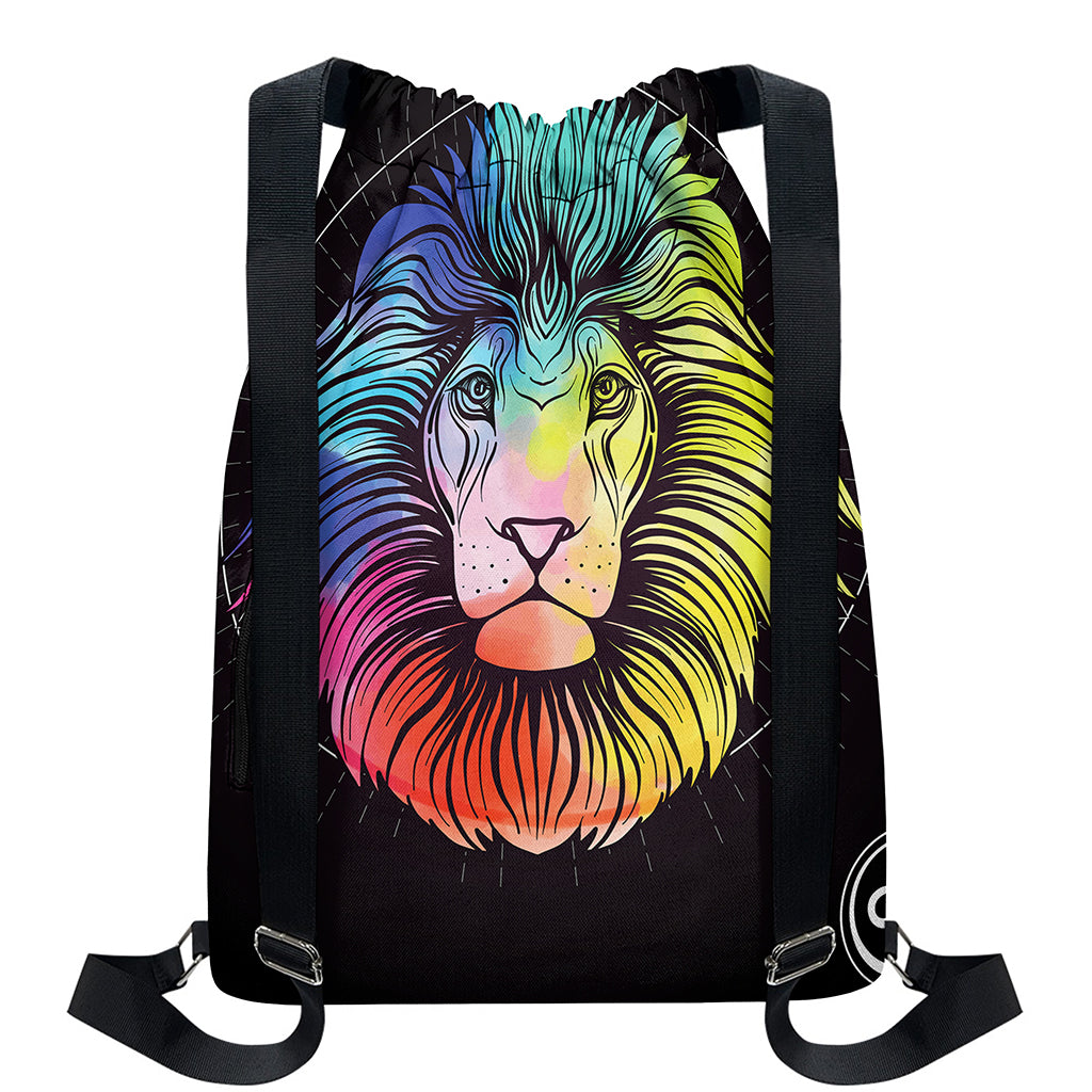 Colorful Leo Sign Print Drawstring Backpack