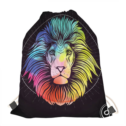 Colorful Leo Sign Print Drawstring Bag