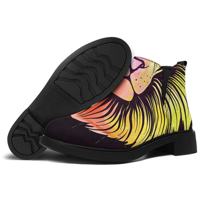Colorful Leo Sign Print Flat Ankle Boots