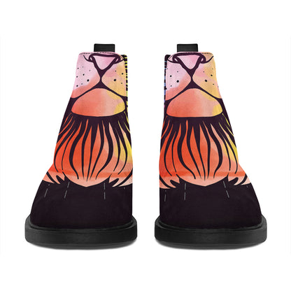 Colorful Leo Sign Print Flat Ankle Boots