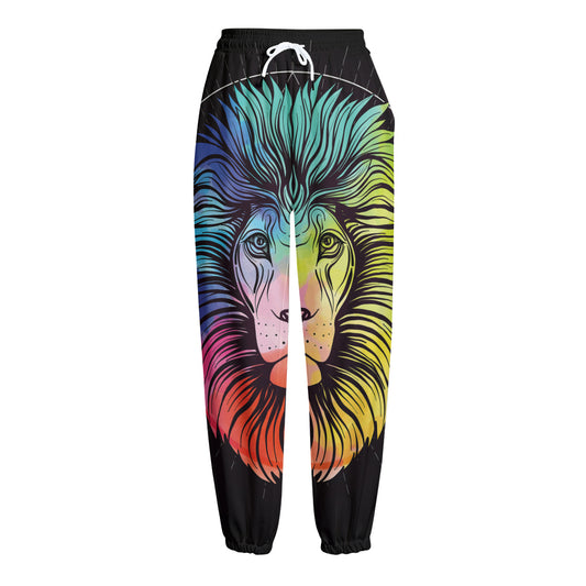 Colorful Leo Sign Print Fleece Lined Knit Pants