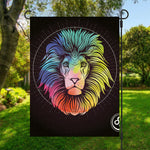 Colorful Leo Sign Print Garden Flag