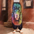 Colorful Leo Sign Print Harem Pants