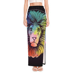 Colorful Leo Sign Print High Slit Maxi Skirt